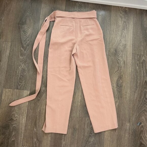 Aritzia Wilfred Feuille Pants Front Tie Belted Straight leg High Rise Waist Pink - Picture 14 of 15